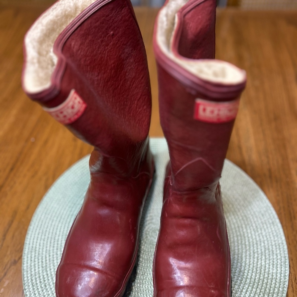 Vintage Lehigh Steel Toe Boots Mens 7 Red Ranger Rubber Safety Sherpa Lined - Picture 9 of 14